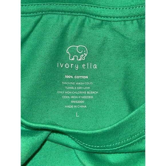 Ivory Ella Tiger Graphic Print T-Shirt LG Green Short Sleeve Crew Neck Eco Tee - Picture 6 of 6